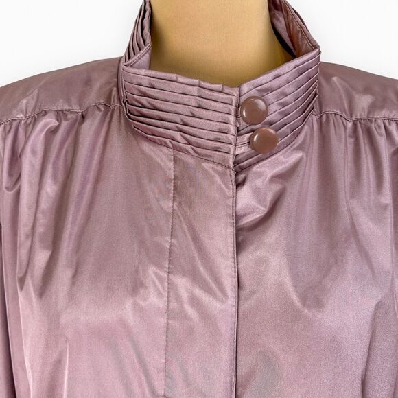 Vintage Changing Scene Rain Coat Belt Size 18 Zip Out Quilted Liner Shiny Fabric - Picture 11 of 16